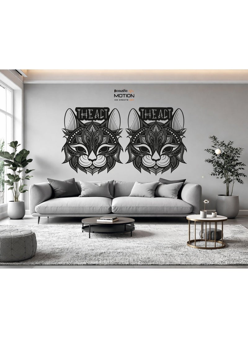 أكويستك موشان لوحات جدارية خشبية من خشب MDF من ACOUSTIC MOTION®، تصميم THE ACT مع شريط لاصق مزدوج الوجه، لوحة جدارية سوداء عصرية للمنزل، غرفة المعيشة، غرفة النوم، المكتب والفندق، 50×50×0.5 سم، طقم من قطعتين - Image 2